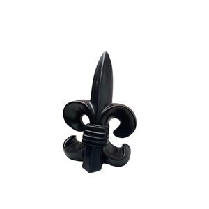 Vintage Black Fleur De Lis Statue Bookend Heavy Wood French Decor 9.5" Gothic